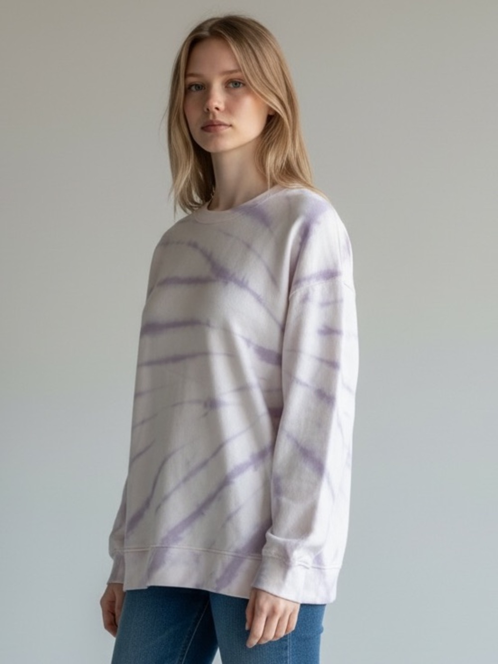 Splendid Lavender Tie-Dye Crewneck Pullover